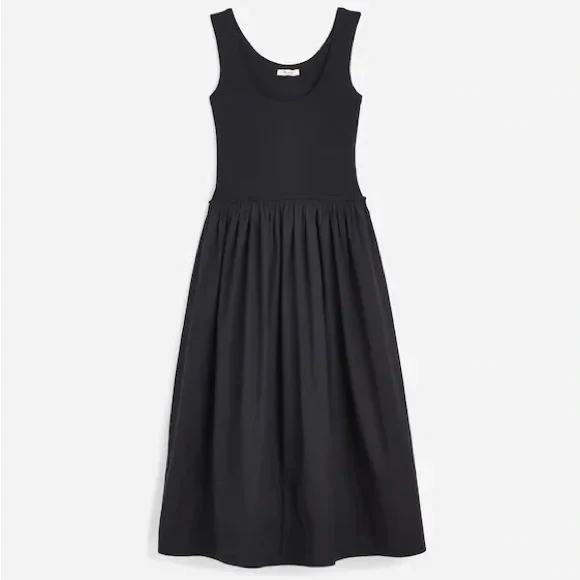 Madewell Mixed Poplin Scoopneck Maxi Dress Size Medium - Picture 5 of 10